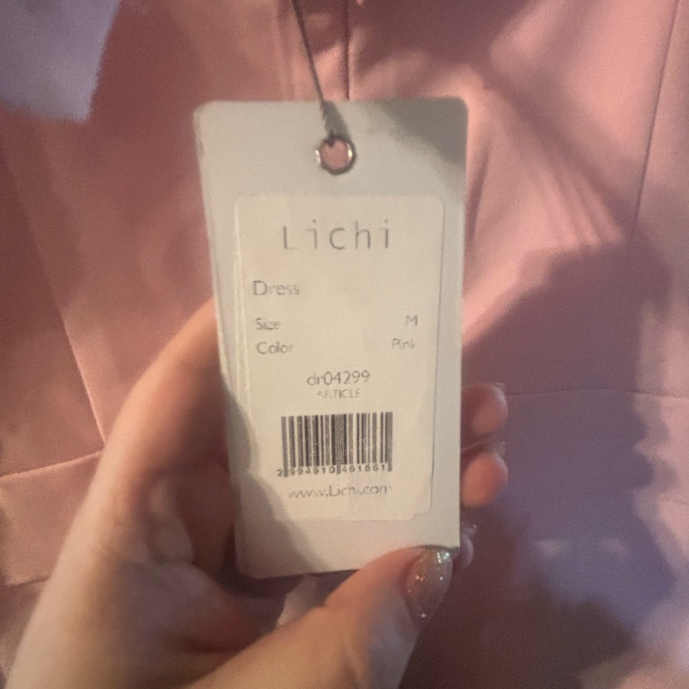NWT Pink Lichi Thin Strap Front-Slit Mini Dress Ballet Pink Going out Spring - Picture 3 of 10